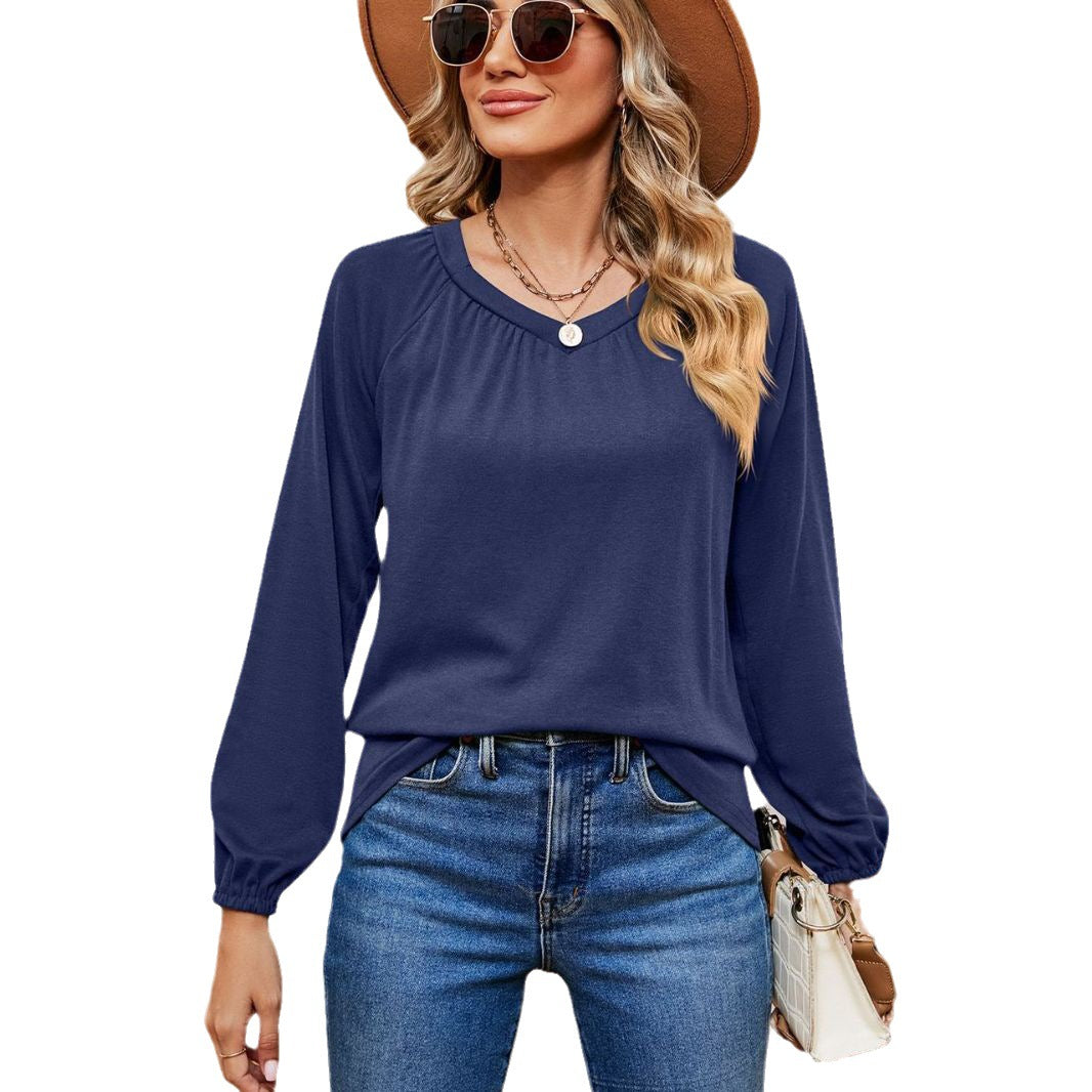 Damen lässiges Longsleeve Oberteil mit raffinierten Rüschendetails Stalluxe