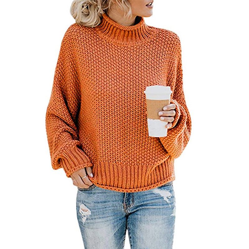 Damen Grobstrickpullover mit hohem Kragen Stalluxe