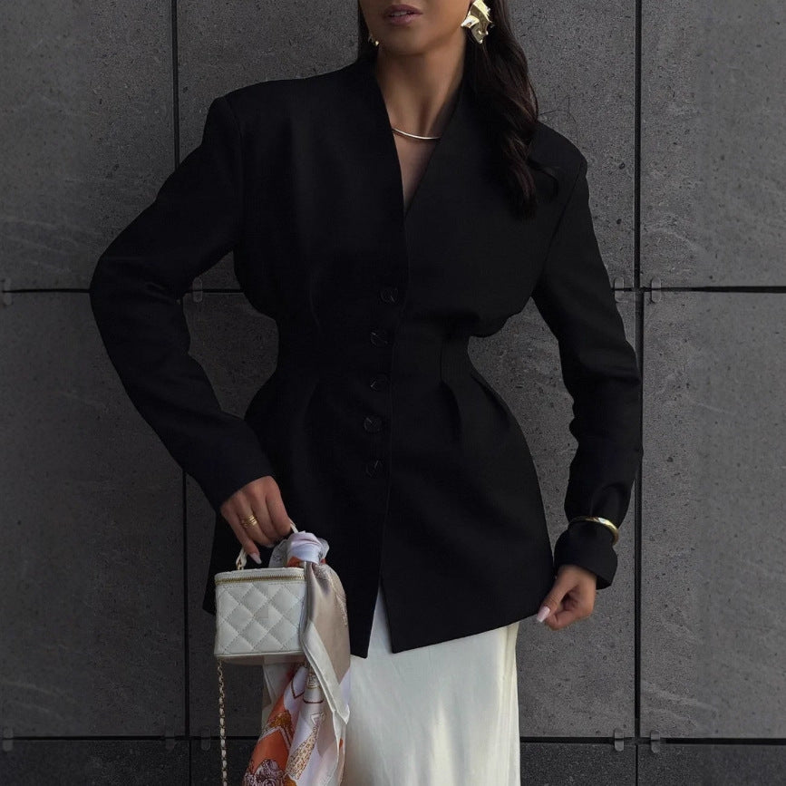 Damen Modischer Blazer mit tailliertem Schnitt und eleganten Knopfdetails Stalluxe