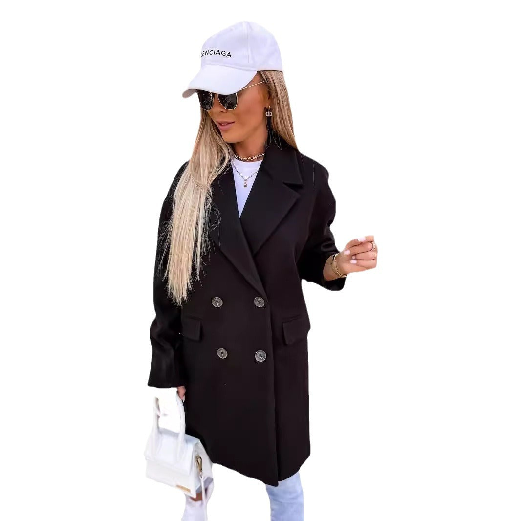 Women's Elegant Tailored Double-Breasted Coat Stalluxe