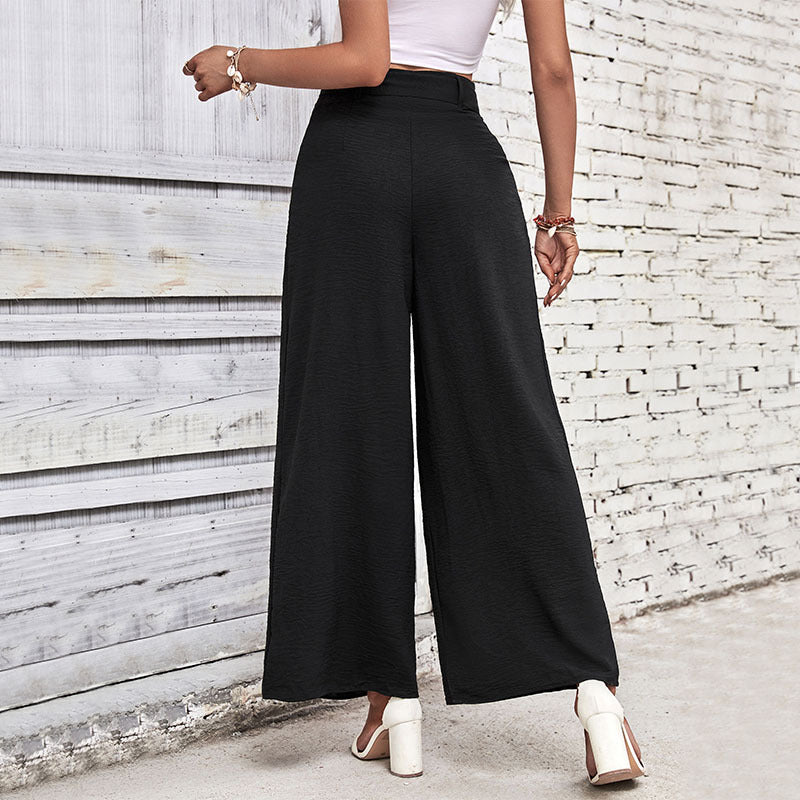 Damen Weite Hose mit eleganten Falten und hochwertigem Taillengürtel Stalluxe