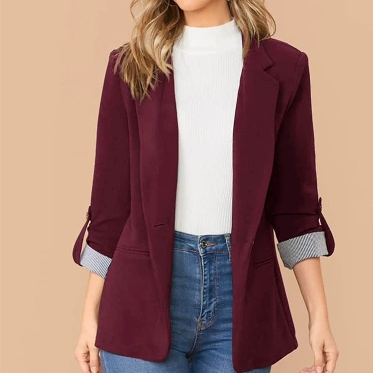 Damen Eleganter lässiger Blazer mit umschlagbaren Ärmeln und klassischem Schnitt Stalluxe