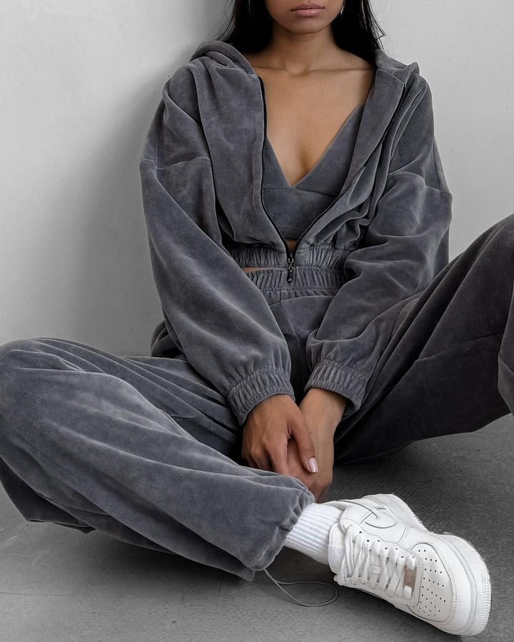 Damen Fleece-Jumpsuit mit Reißverschluss und elastischem Bund Stalluxe