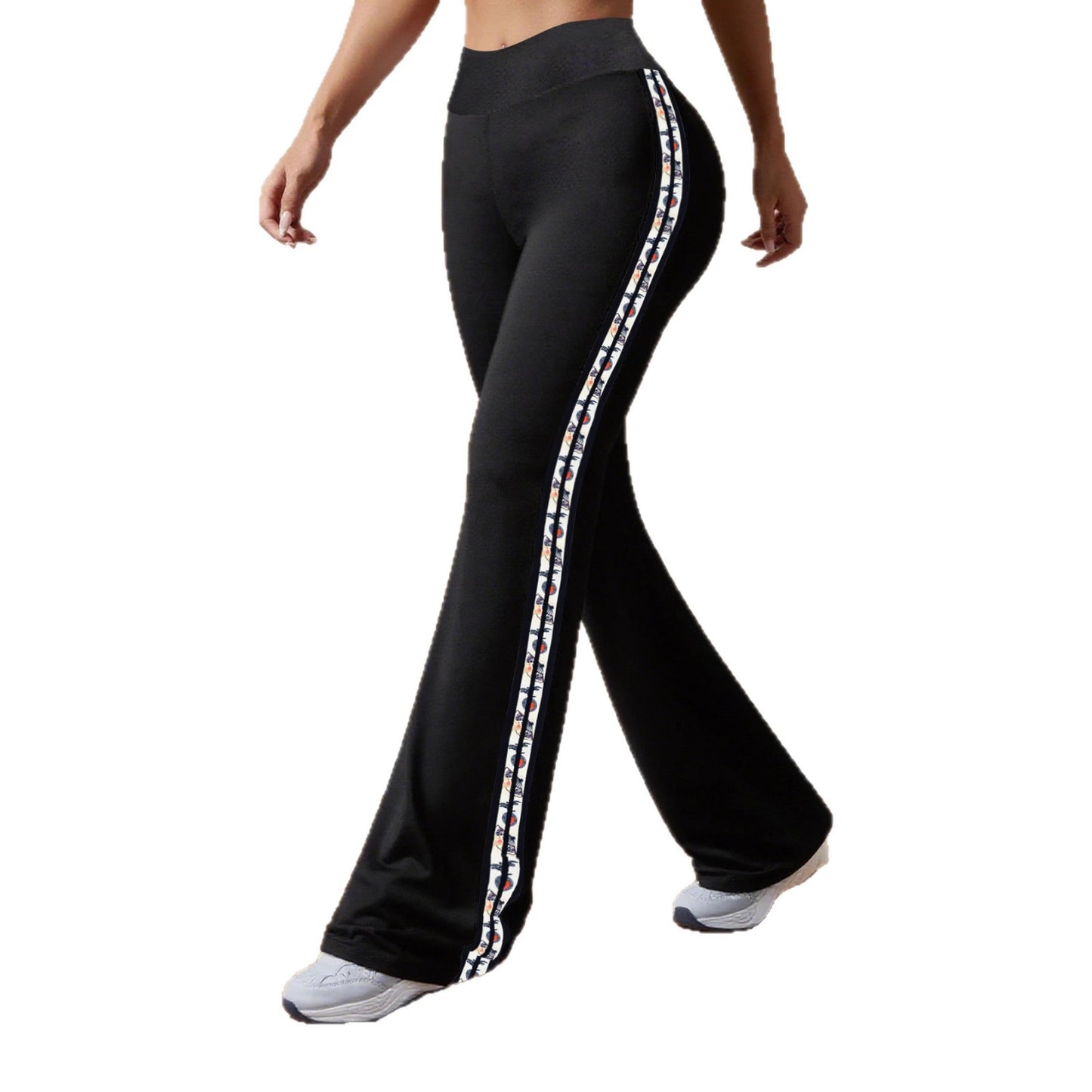 Damen Sportliche Flared-Leggings mit kontrastierenden Seitenstreifen Stalluxe