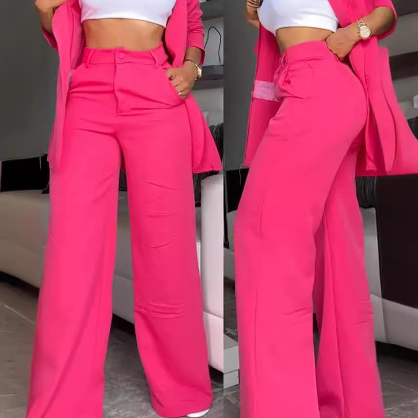 Damen Modernes Blazer-Set mit weiten Hosen und klassischem Schnitt Stalluxe