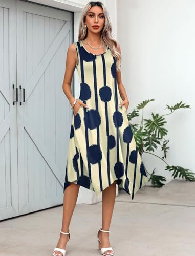 Damen asymmetrisches Sommerkleid mit weitem Schnitt Stalluxe