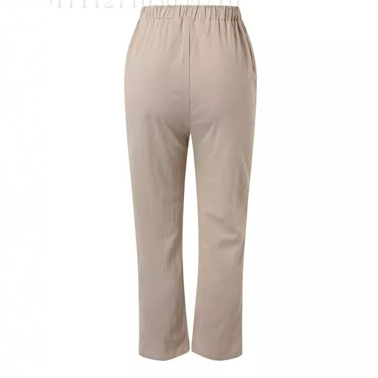 Damen lässige Leinenhose mit elastischem Bund und praktischen Seitentaschen Stalluxe