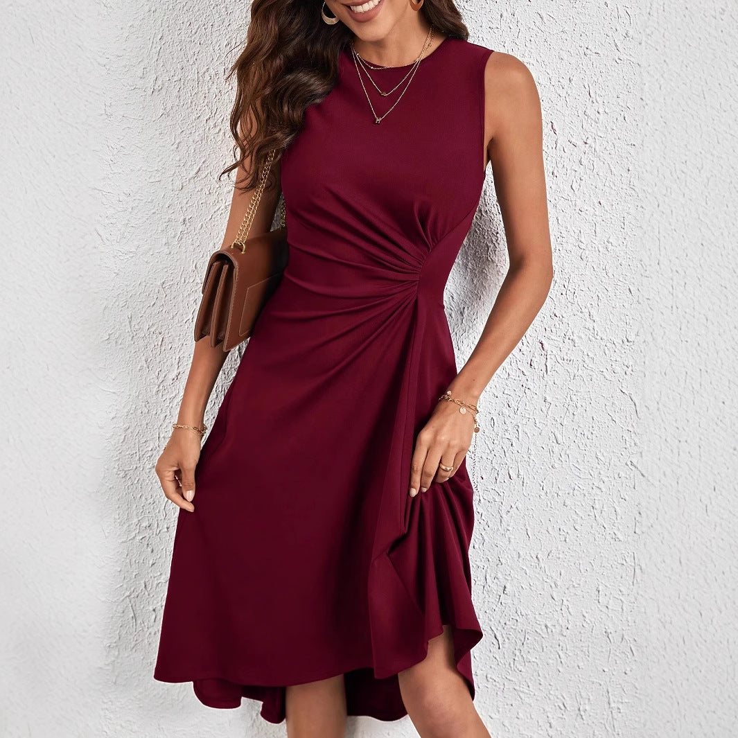 Damen Knielanges Wickelkleid mit asymmetrischem Saum und Raffung Stalluxe