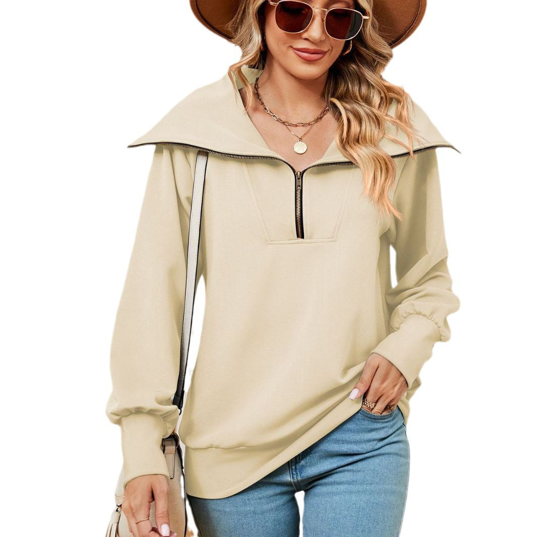 Damen Pullover mit modernem Stehkragen und Reißverschluss Stalluxe
