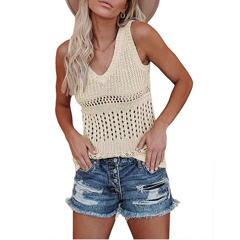 Damen Stricktanktop mit vielseitigem Lochmuster Stalluxe