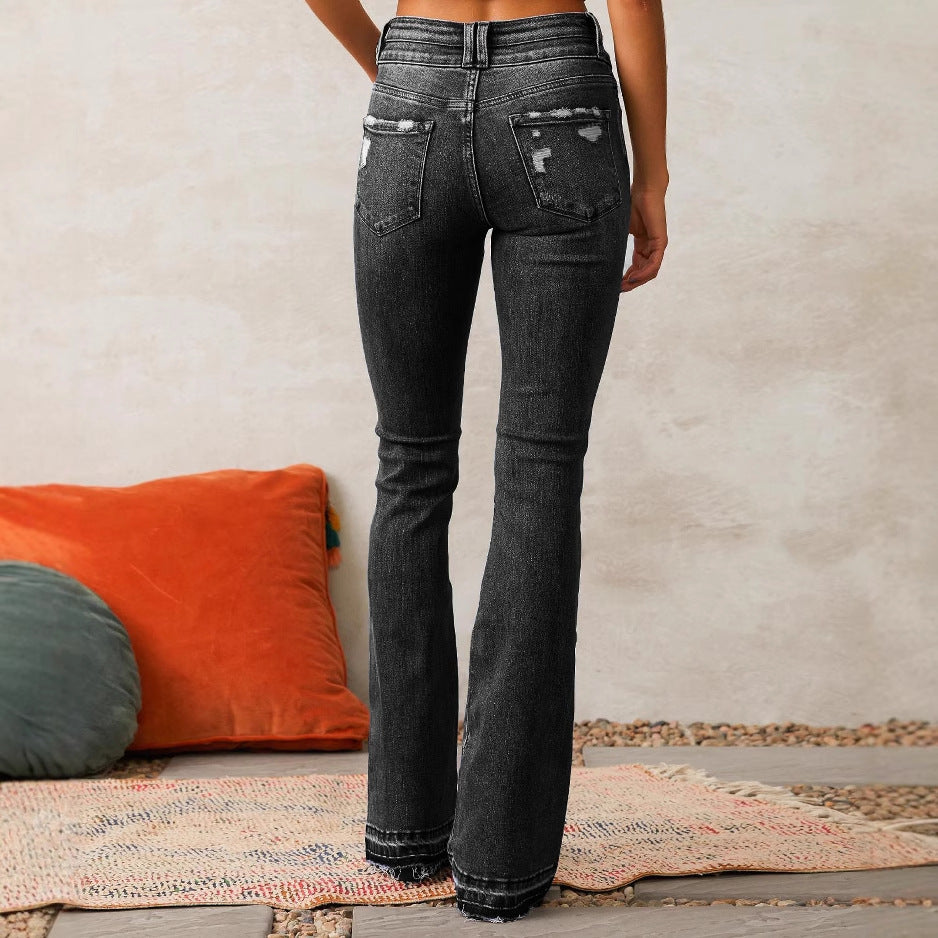 Damen Flared Jeans mit lässigem Schnitt und modischen Destroyed-Details Stalluxe