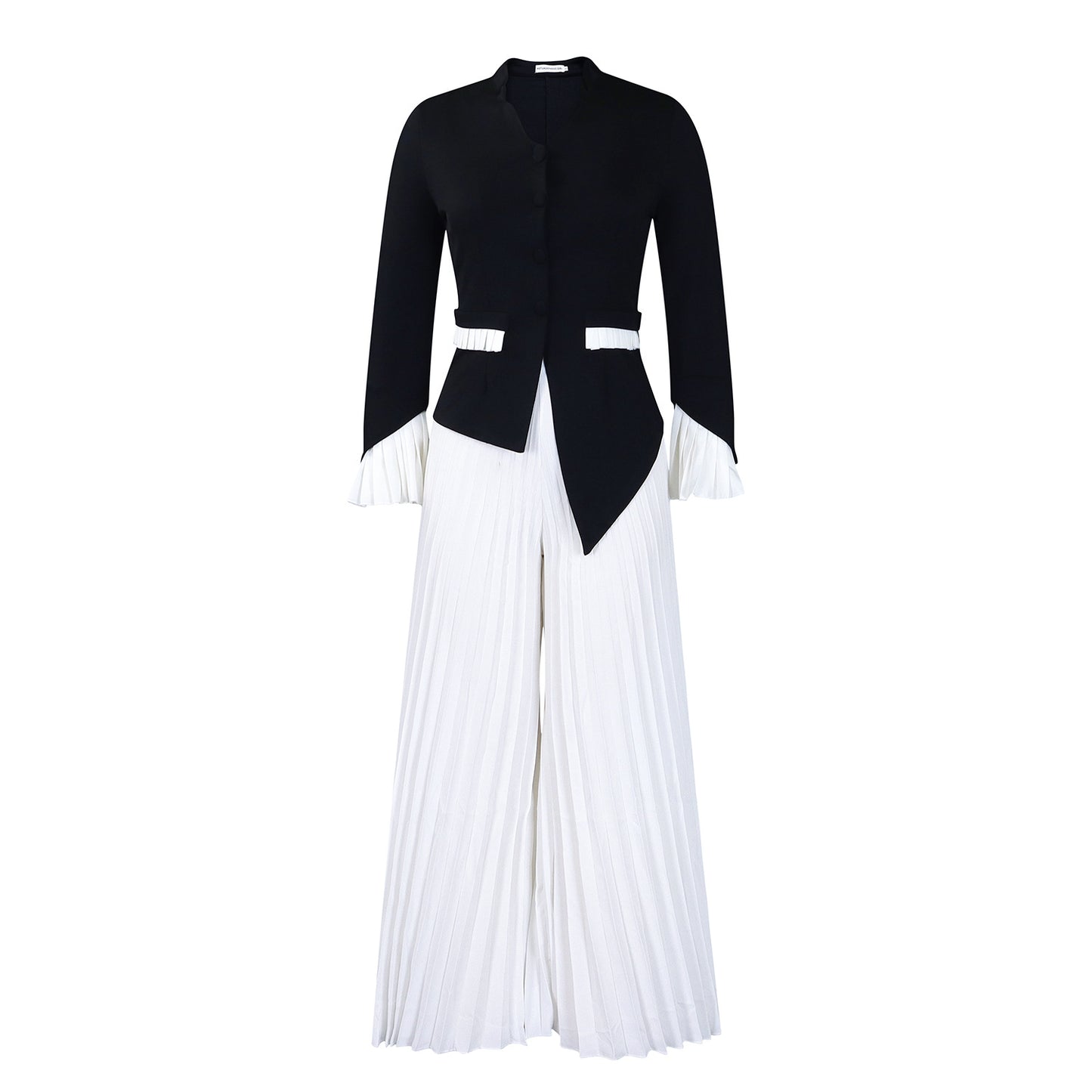 Damen Plissee Jumpsuit mit eleganter Blazerjacke und Raffdetails Stalluxe