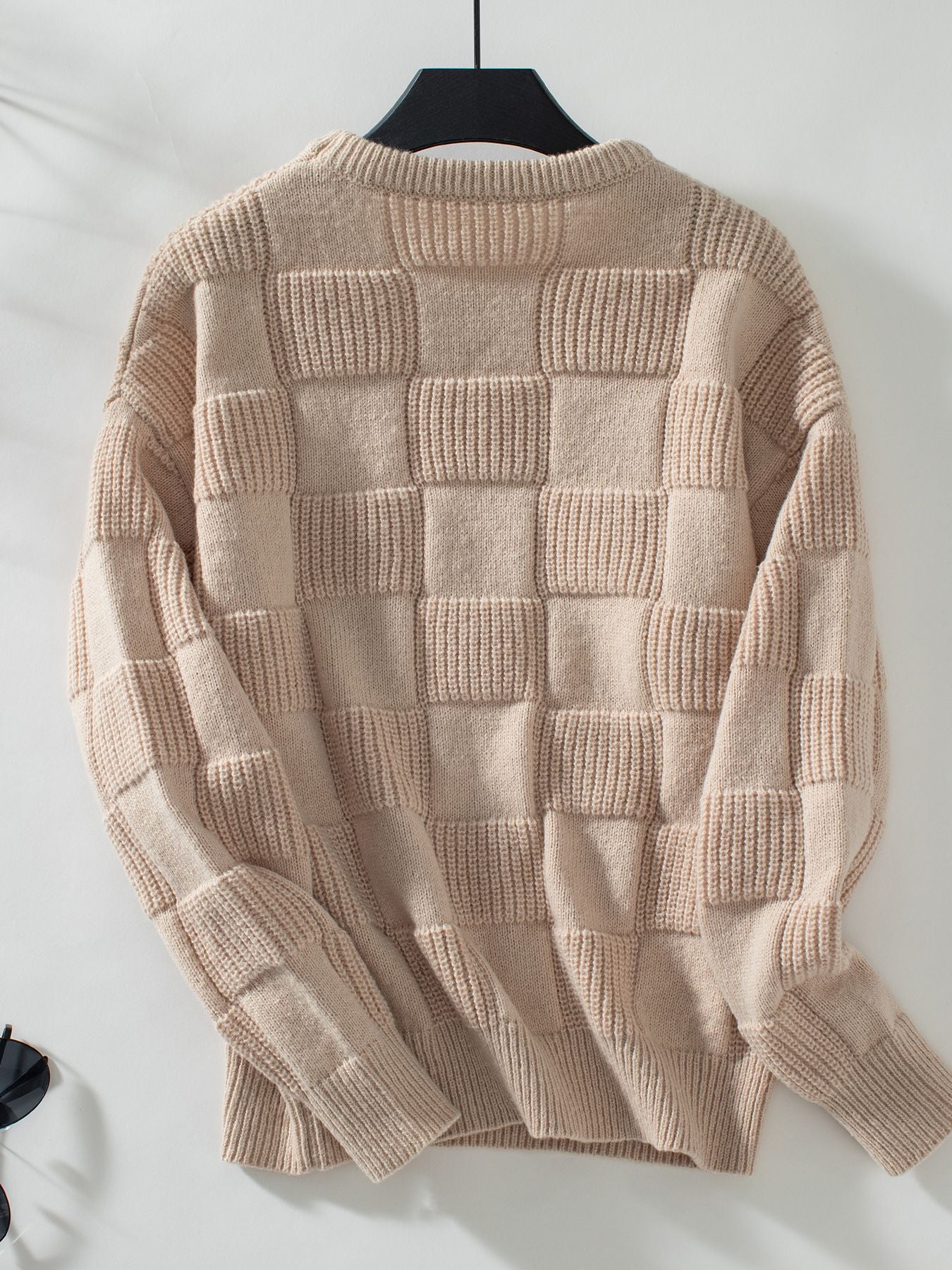 Damen Strickpullover mit modischem Karomuster und lässigem Schnitt Stalluxe