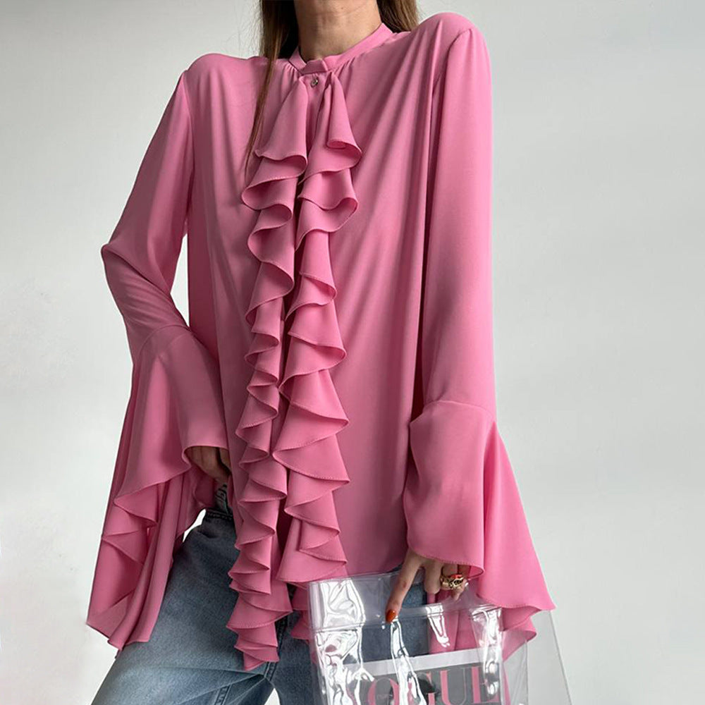Damen Rüschenshirt mit weit ausgestellten Ärmeln Stalluxe