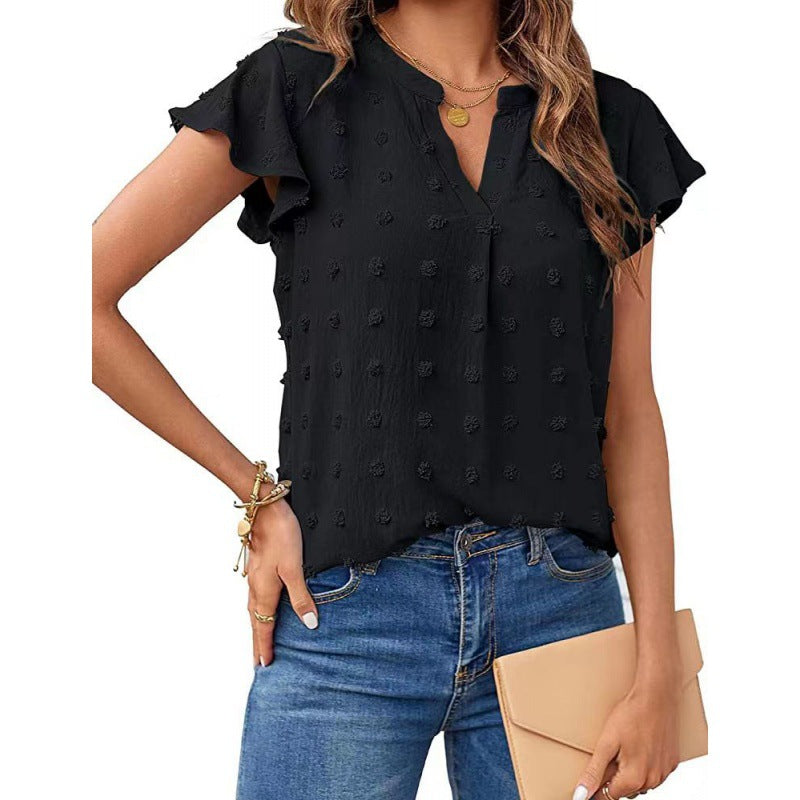 Damen Verspielte Bluse mit Rüschendetails und Strukturmuster Stalluxe