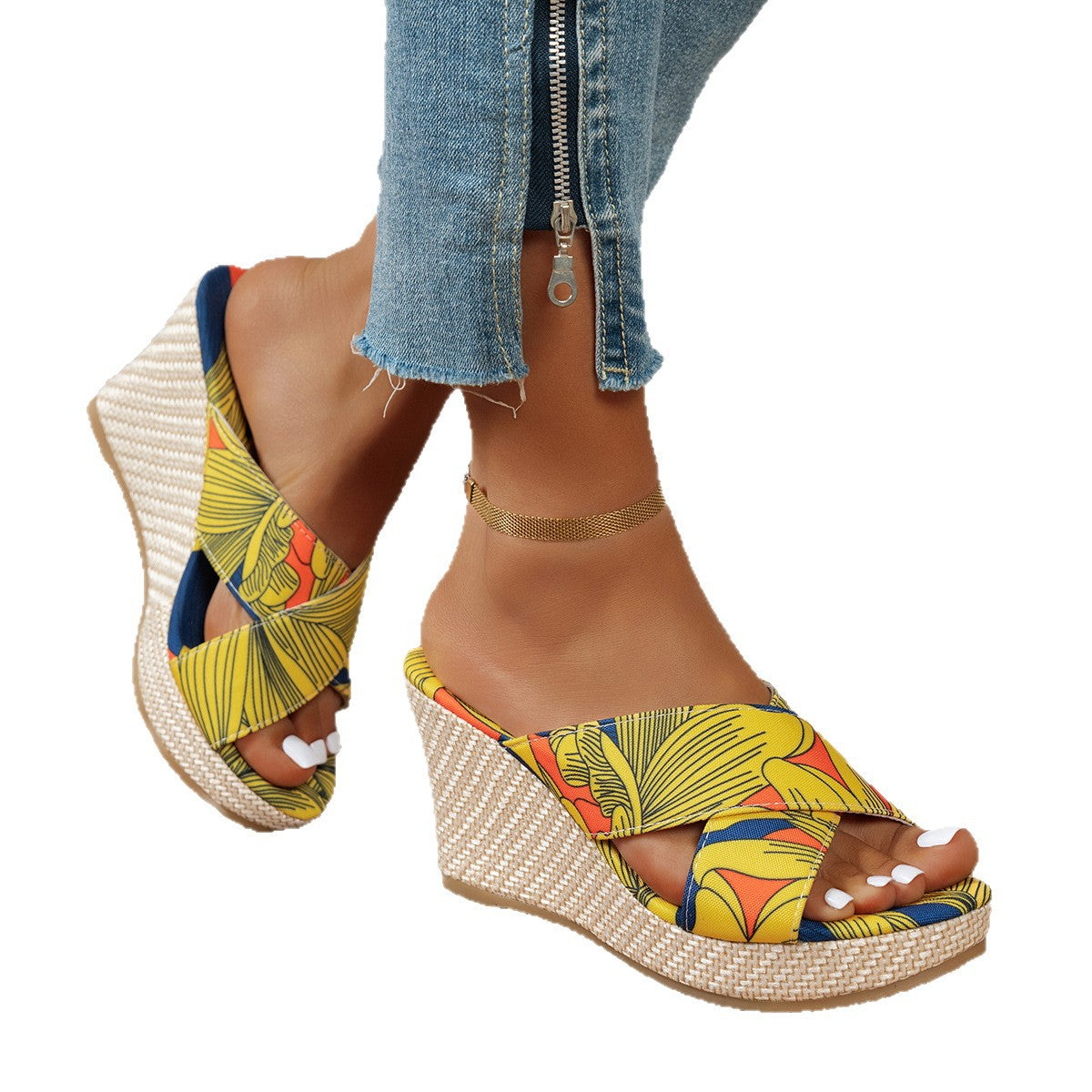 Damen Wedge-Sandalen mit floralem Design und rutschfester Sohle Stalluxe
