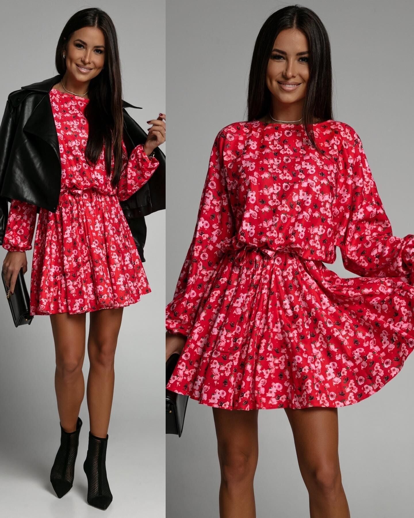 Damen Minikleid mit floralem Druck und voluminösen Ärmeln Stalluxe