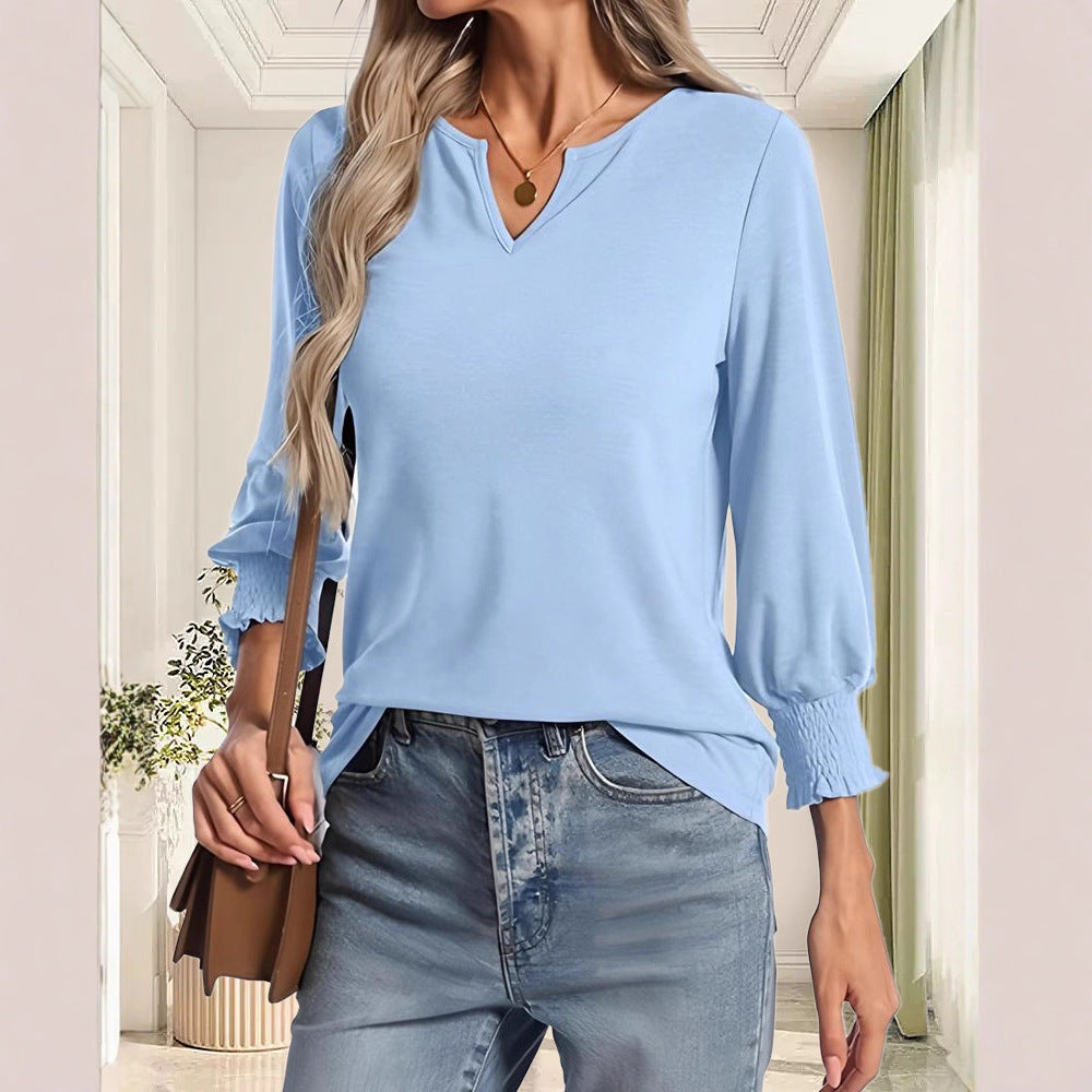 Damen lässiges Blusenshirt mit elastischen Ärmelbündchen Stalluxe