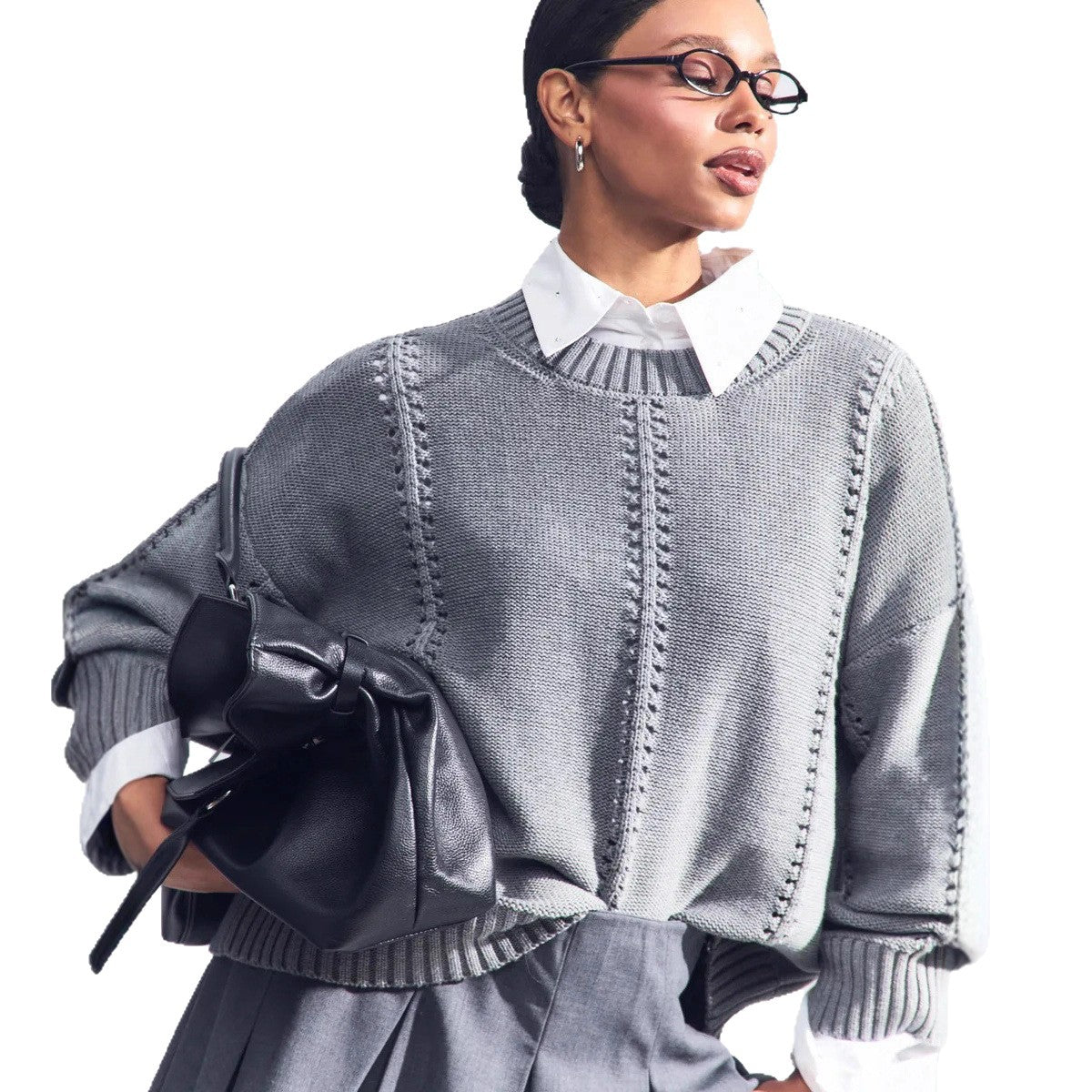 Damen Grober Strickpullover mit eleganter Struktur und weitem Schnitt Stalluxe