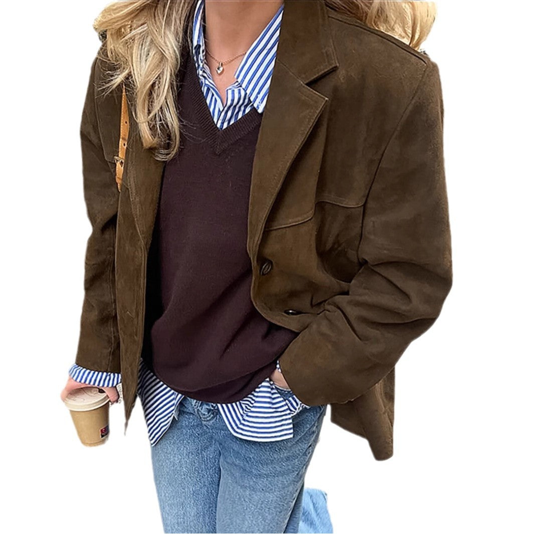 Damen Elegante Suede Blazerjacke Stalluxe