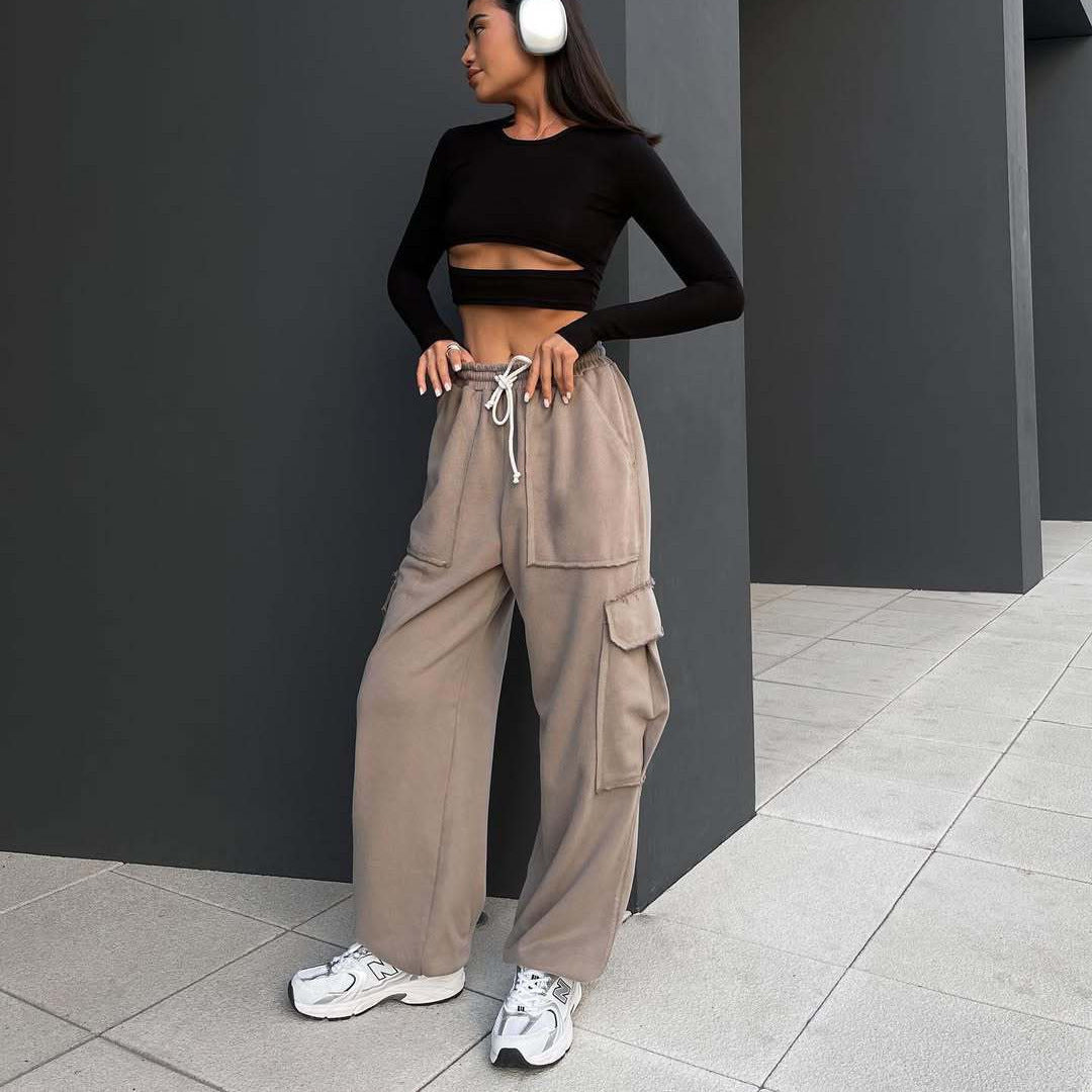 Damen lässige Cargo-Hose mit lockerer Passform und praktischen Taschen Stalluxe