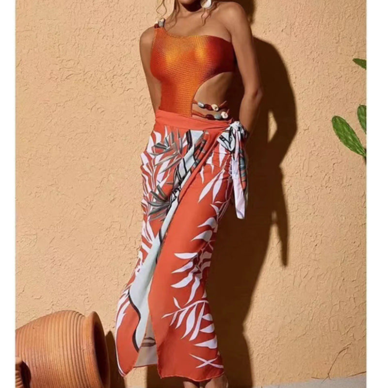 Damen Einteiler Badeanzug mit raffiniertem Cut-Out und elegantem Überrock Stalluxe