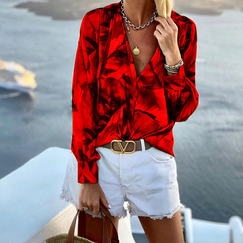 Damen Chice Bluse mit floralem Muster und modischem V-Ausschnitt Stalluxe