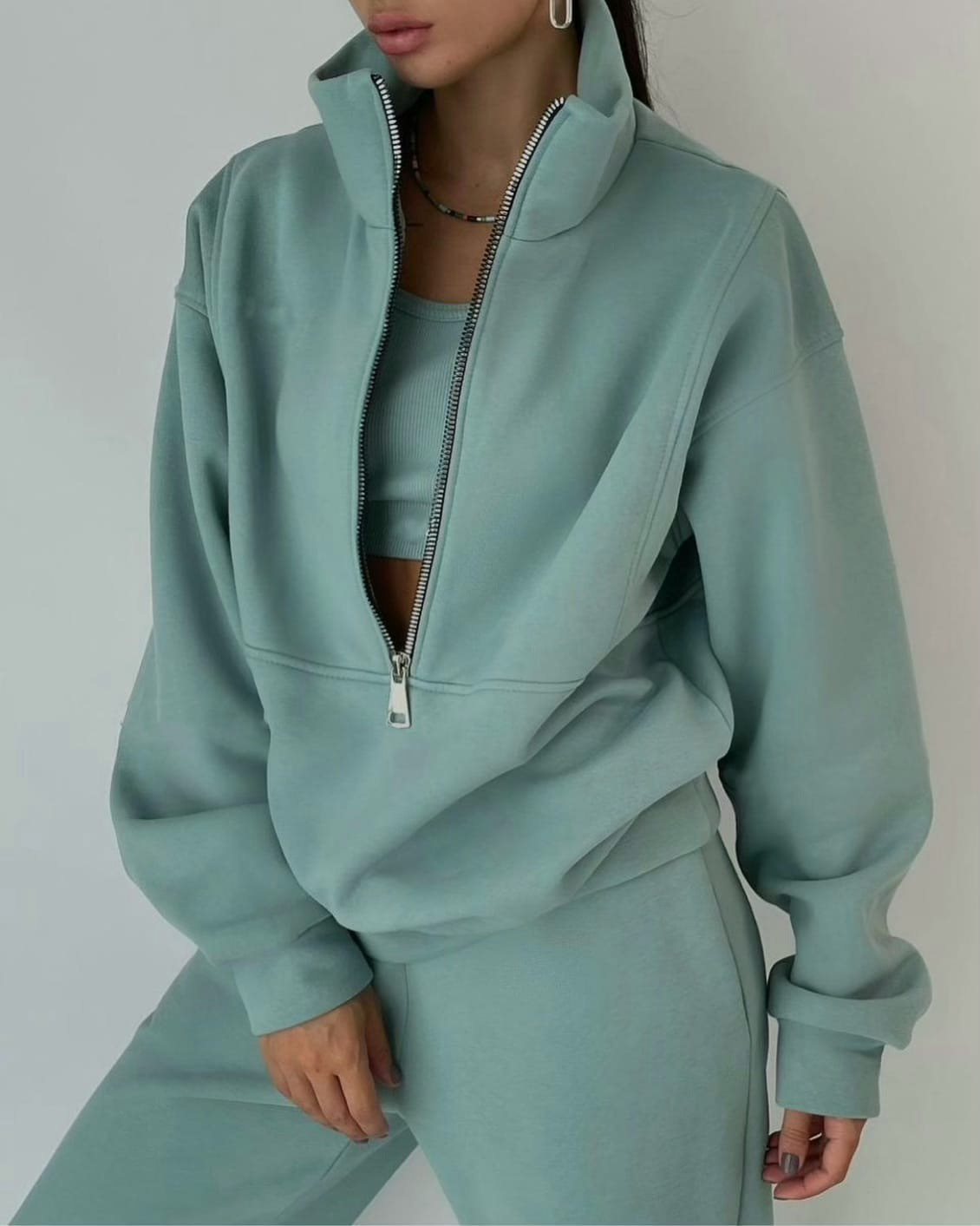 Damen Hochwertiger Zip-Pullover mit hohem Kragen und weicher Innenseite Stalluxe