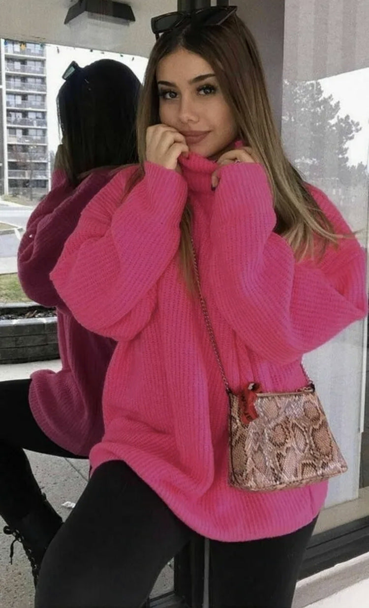 Damen Oversized-Strickpullover mit hohem Kragen und lässigem Schnitt Stalluxe