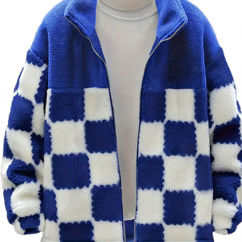Damen gestepptes Fleece-Jacke im Karomuster Stalluxe