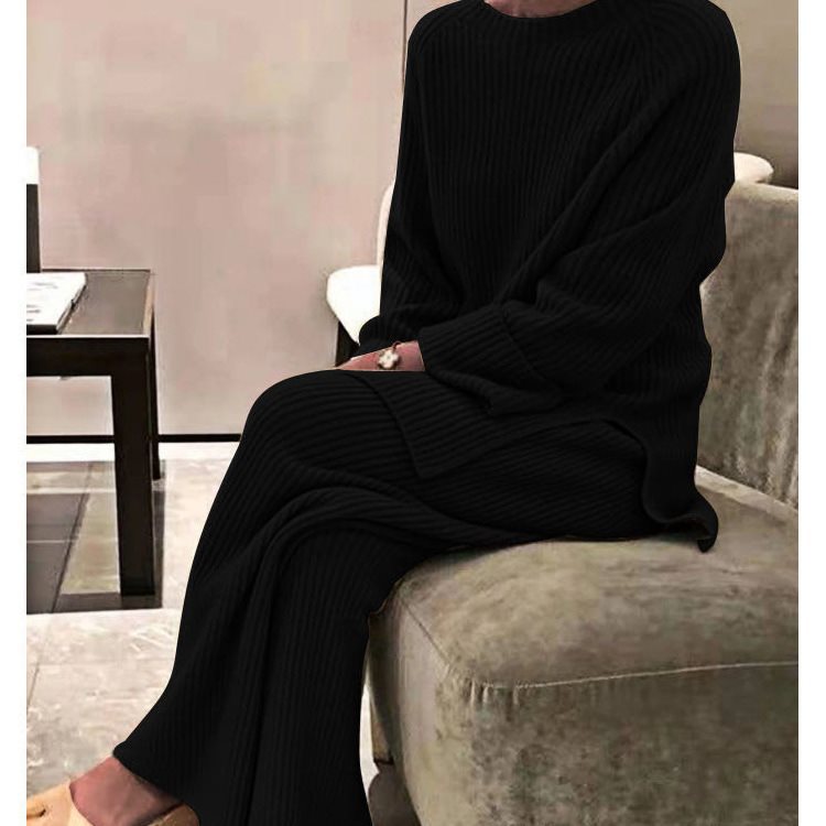 Damen Strickanzug mit weitem Schnitt und stilvollem Rippenmuster Stalluxe