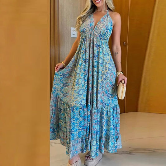 Damen Maxi-Kleid im verspielten Boho-Stil mit Volants und tiefer Taille Stalluxe