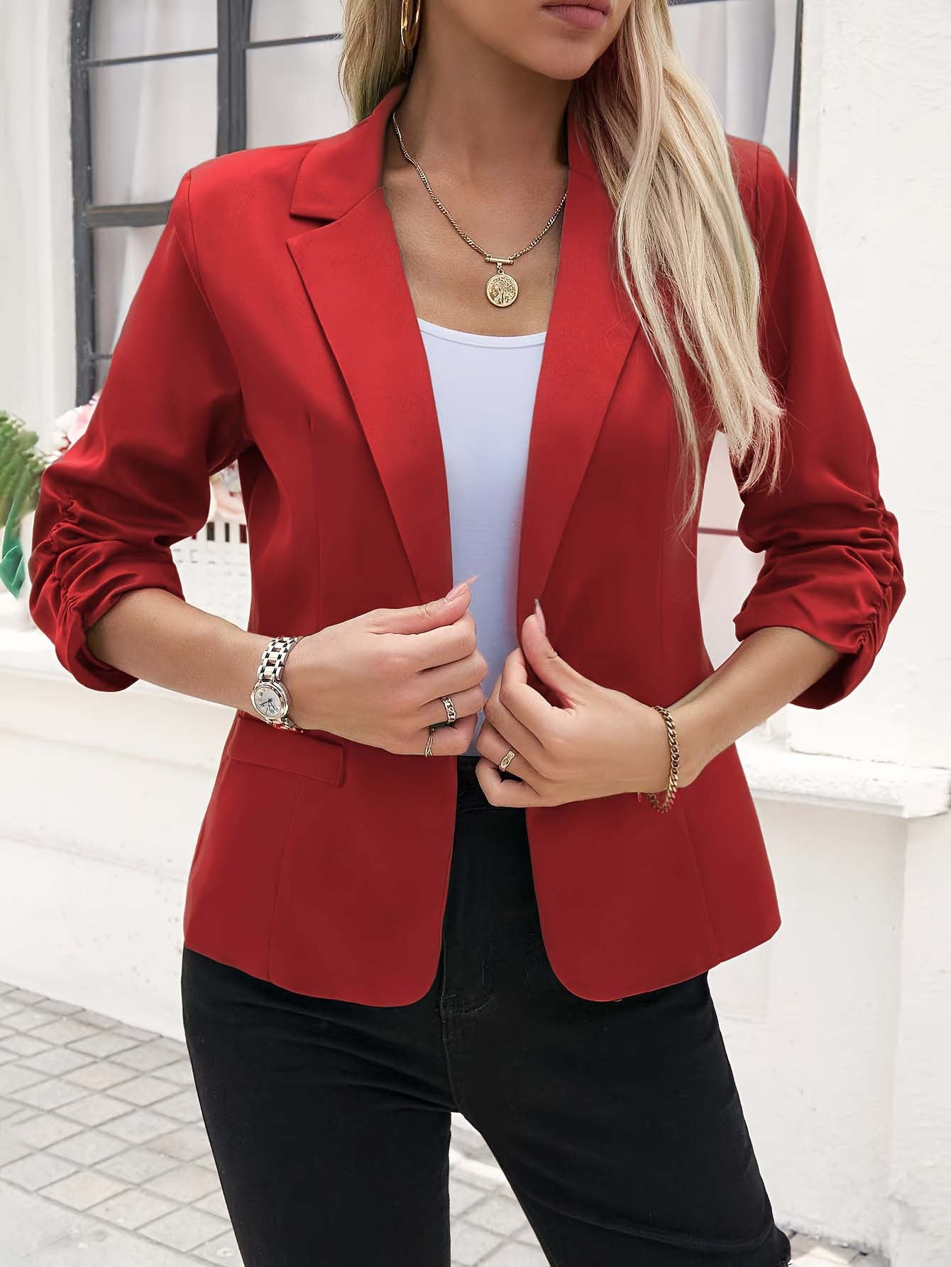 Damen Blazer im eleganten Stil mit raffinierten Puffärmeln Stalluxe