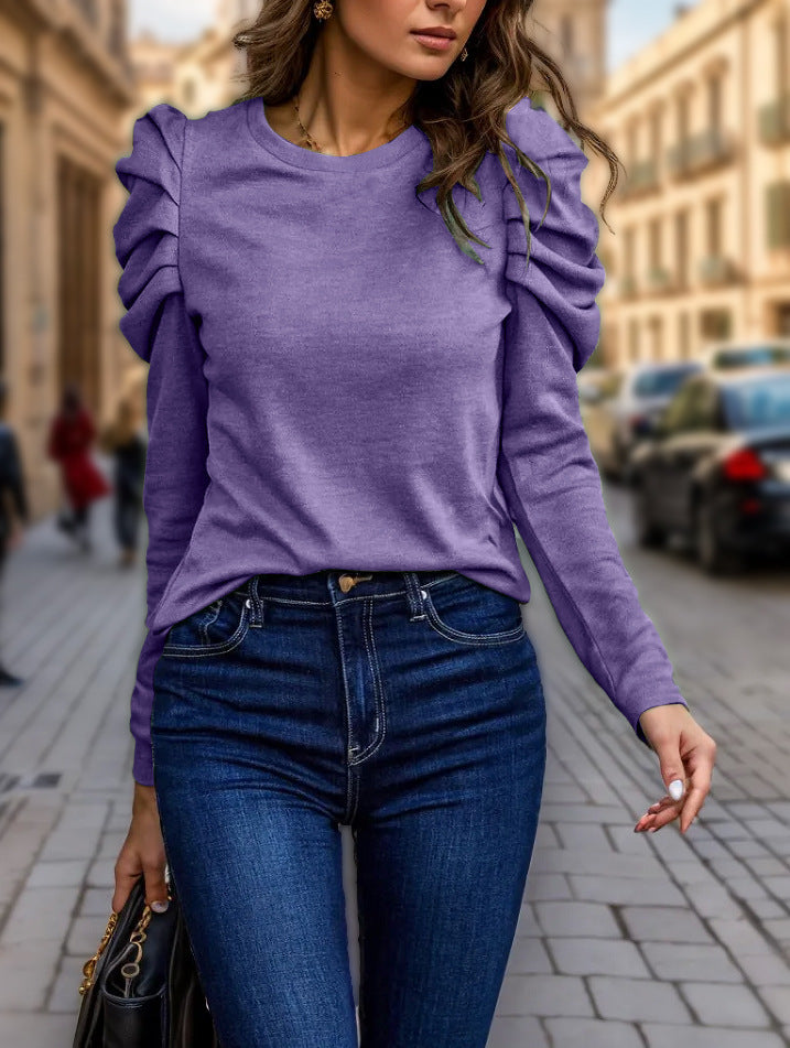 Damen modisches Langarmshirt mit Rüschenärmeln Stalluxe