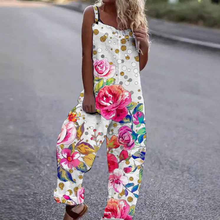 Women's Artistic Floral Print Jumpsuit Stalluxe
