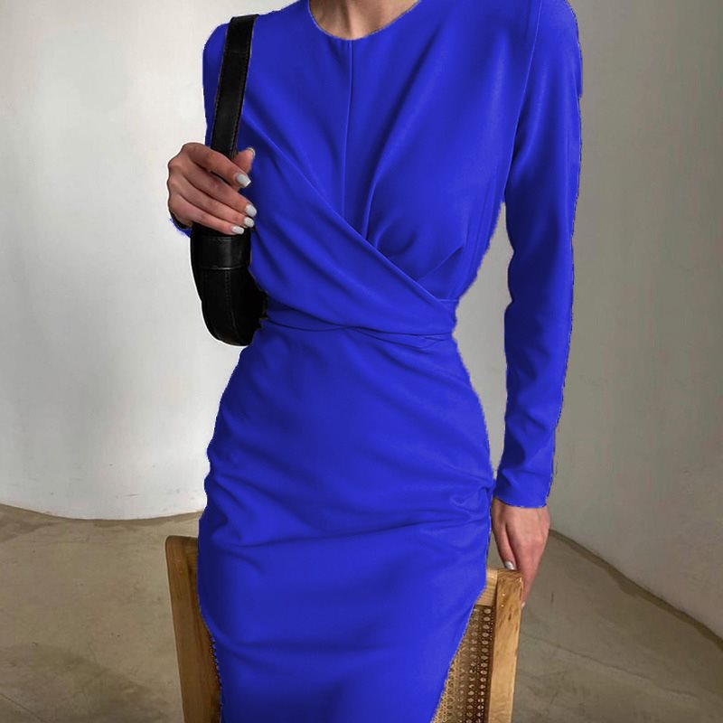 Damen Elegantes Wickelkleid mit Langarm und figurbetontem Schnitt Stalluxe