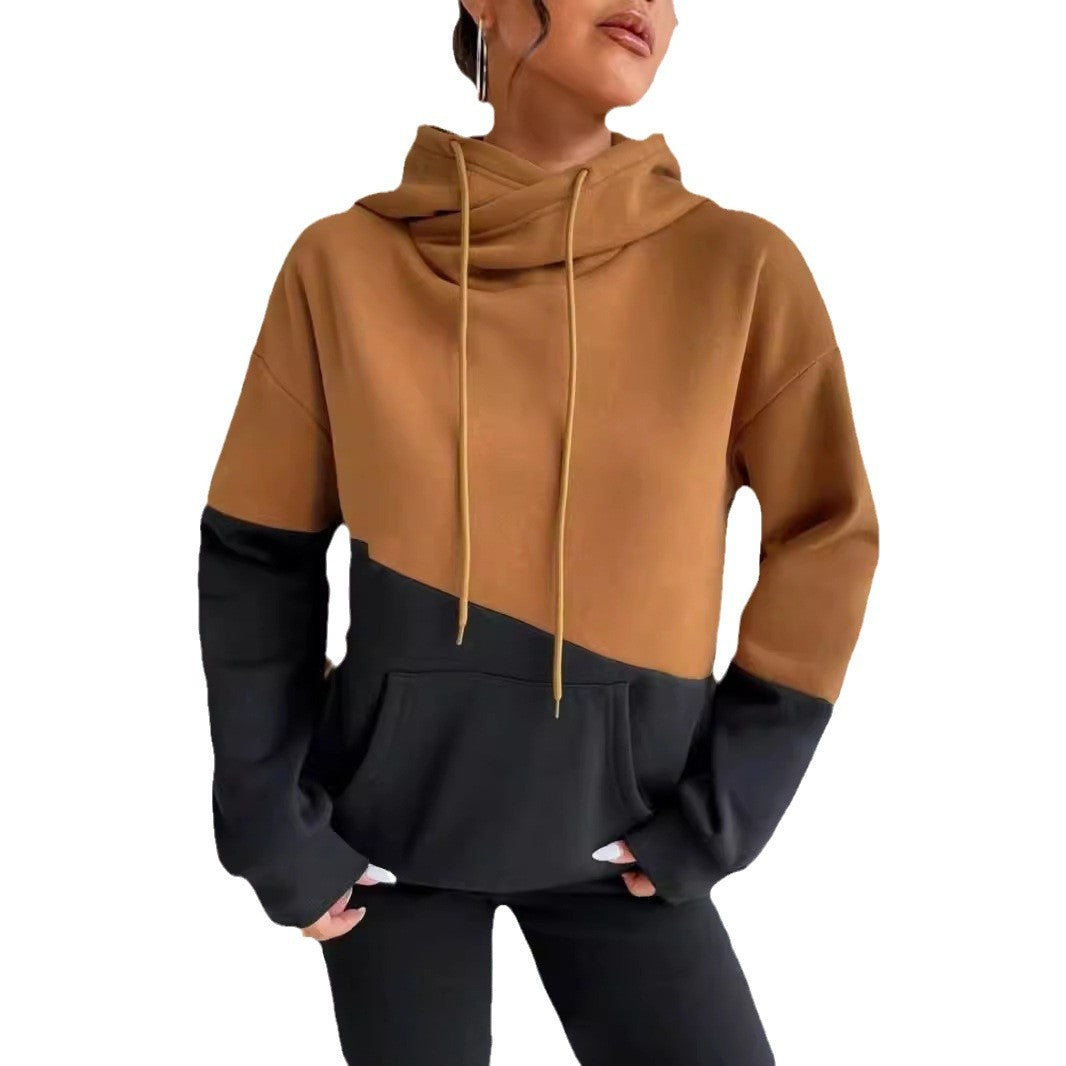 Damen gemütlicher Hoodie mit asymmetrischem Farbblockdesign Stalluxe