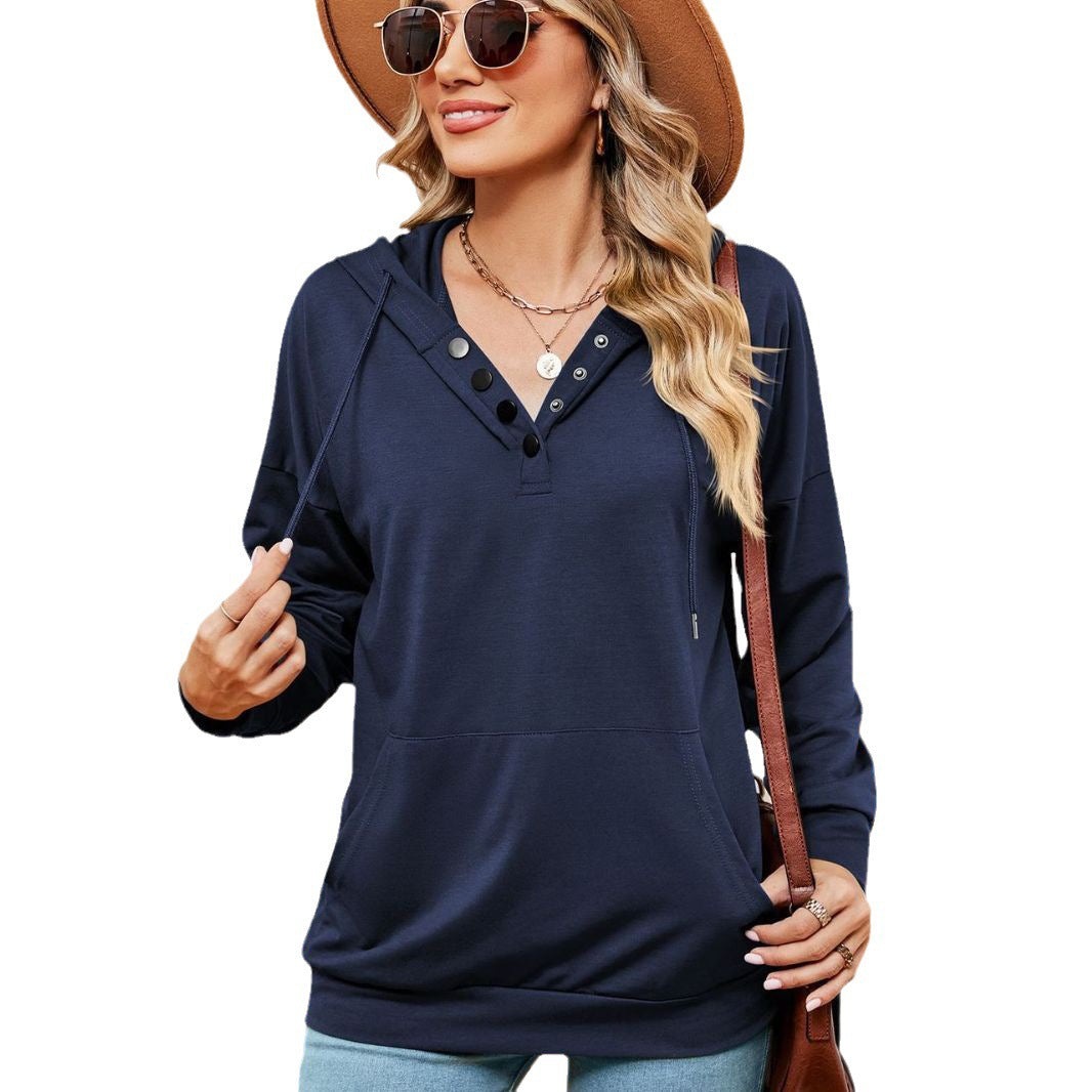 Damen Kapuzenpullover mit modischen Knopfdetails Stalluxe