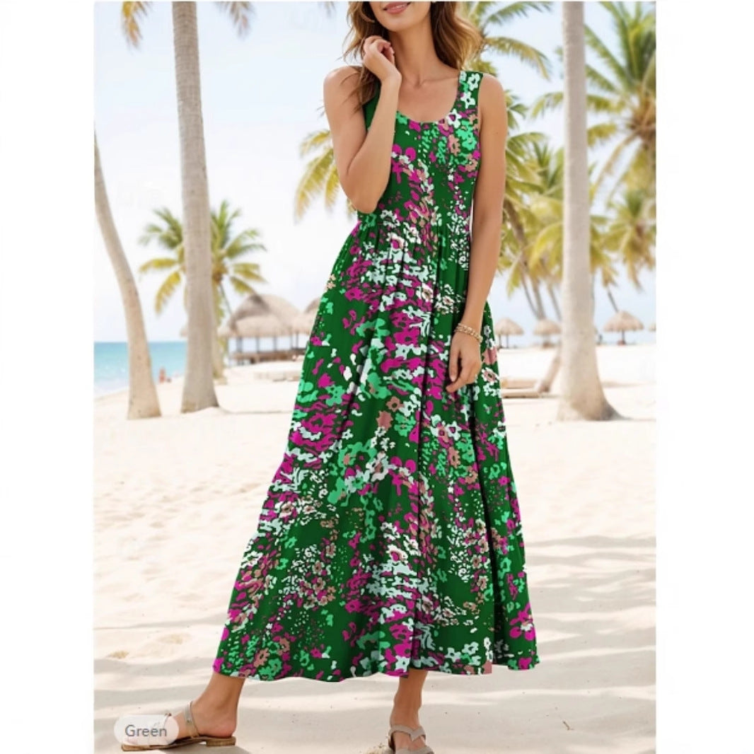 Damen Maxikleid mit verspieltem Blumendesign und weitem Rockabfall Stalluxe