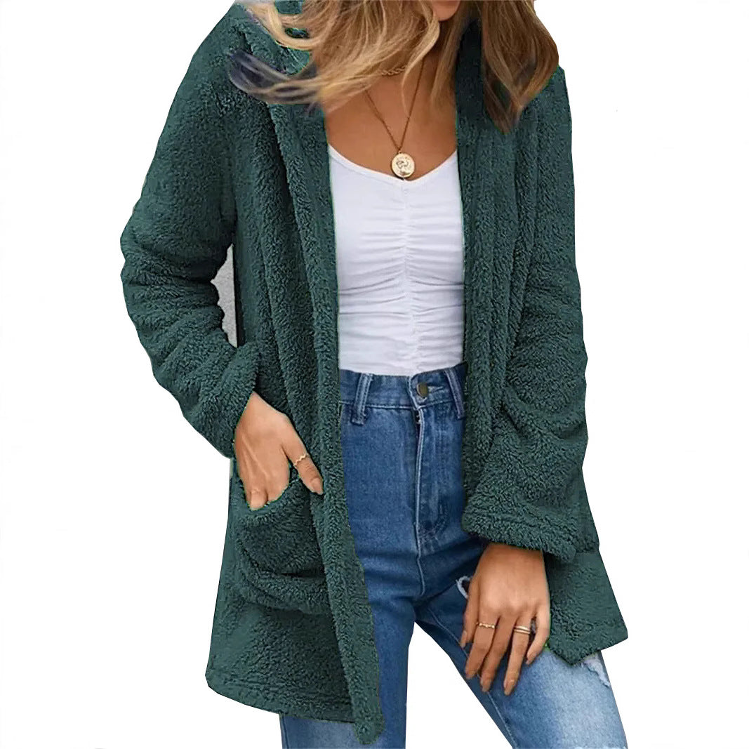 Women's Plush Fleece Open-Front Coat Stalluxe
