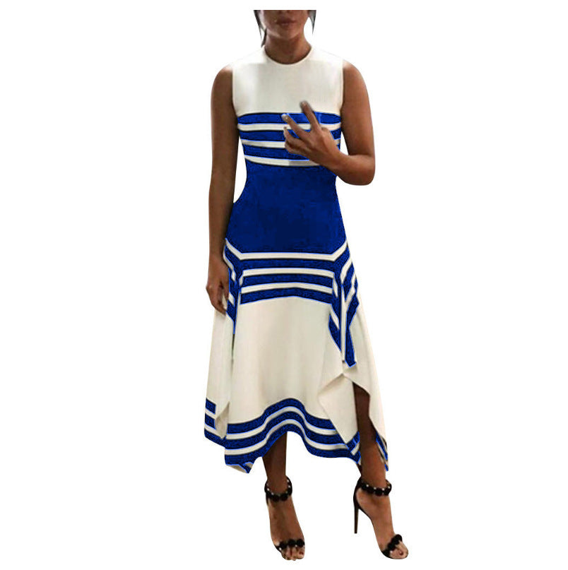 Damen asymmetrisches Maxikleid mit Streifenmuster Stalluxe