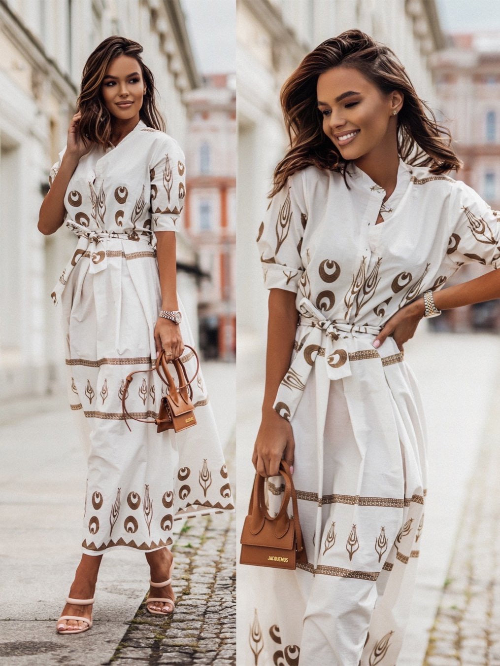 Damen Maxikleid mit kunstvollem Muster Stalluxe