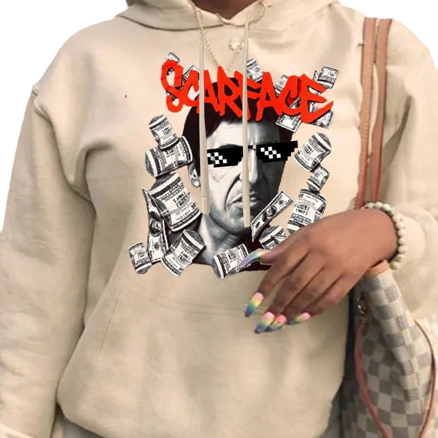 Damen Kapuzenpullover mit kreativem Grafikdruck Stalluxe