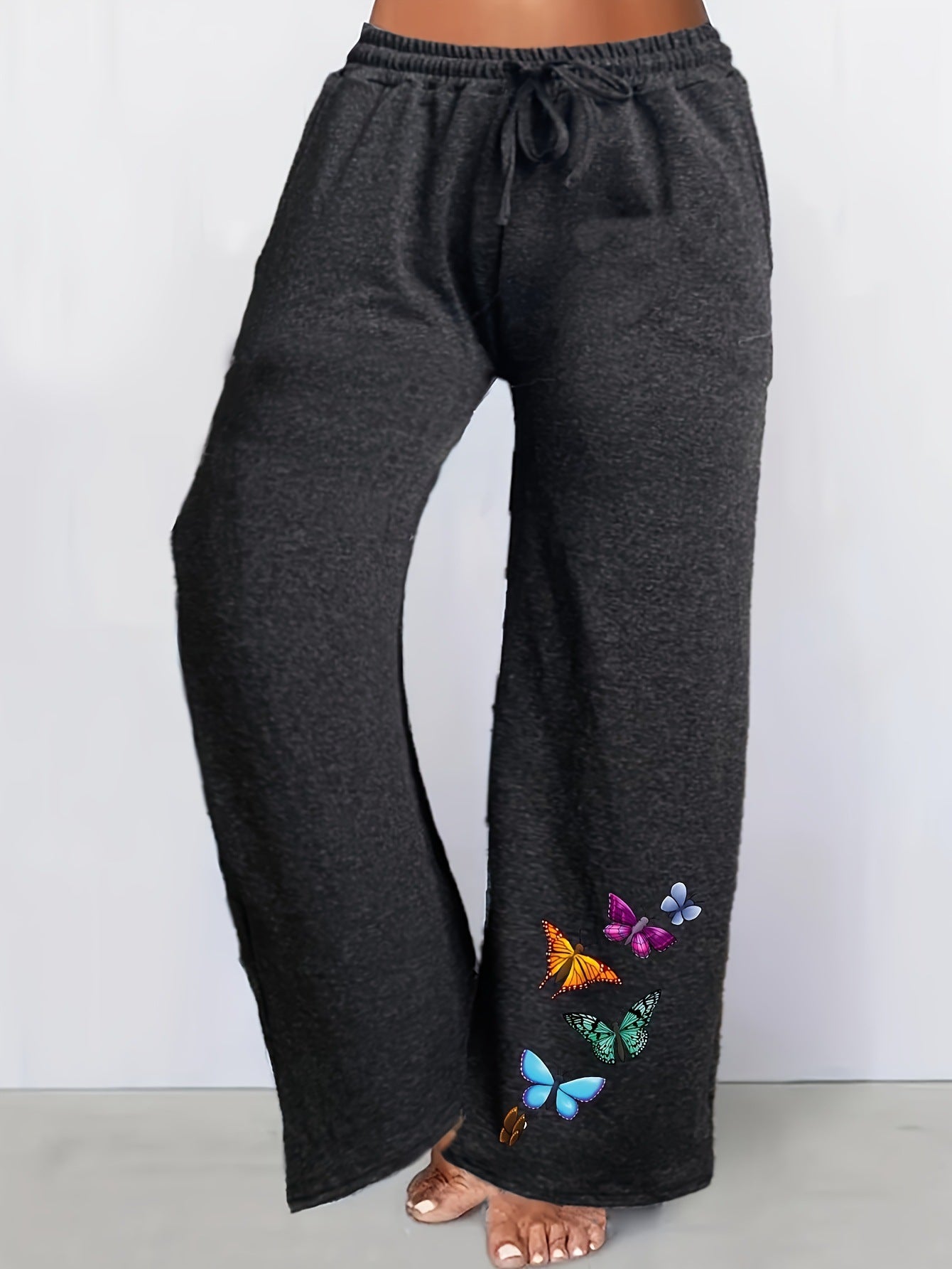 Damen Freizeit-Hose mit buntem Schmetterlings-Motiv Stalluxe