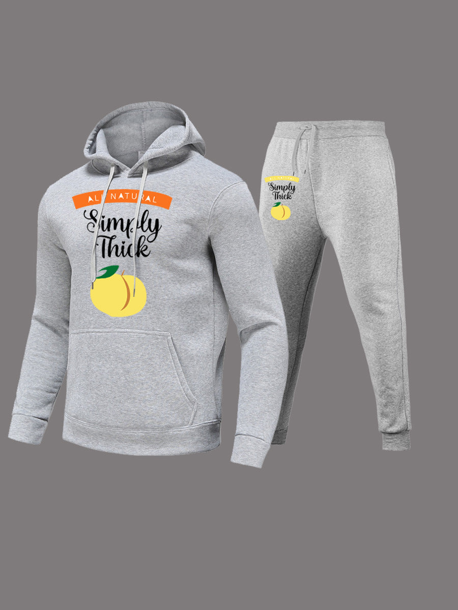 Damen Hoodie- und Jogginghose-Set mit kreativem Fruchtmotiv und bequemer Passform Stalluxe