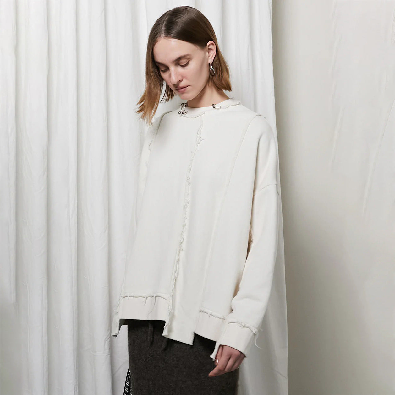 Damen Oversized Sweatshirt mit lässigem Schnitt und trendigen Designelementen Stalluxe Weiß