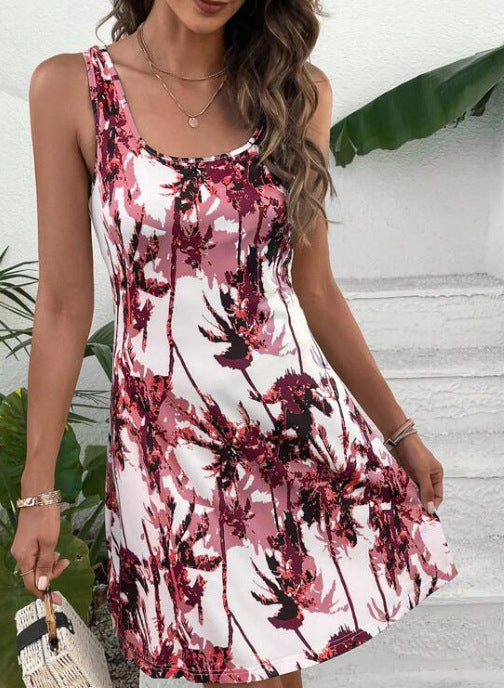 Damen Sommerliches Freizeitkleid mit modernem Palmenmuster Stalluxe