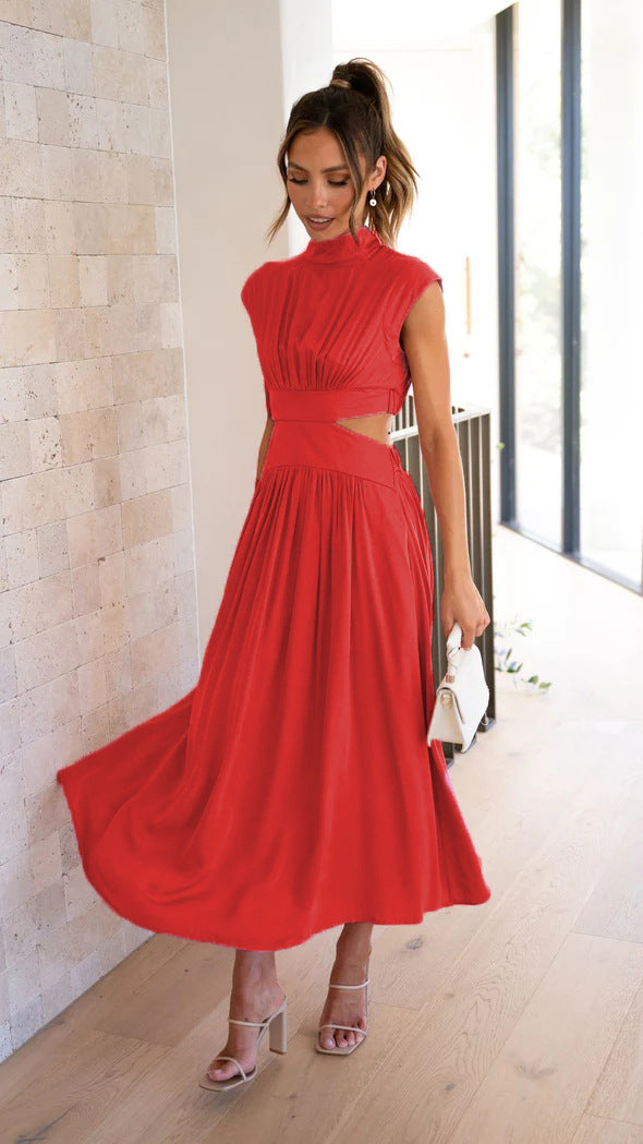Damen Maxikleid mit elegantem Cut-Out und plissierten Details Stalluxe