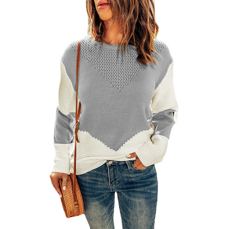 Damen Strickpullover mit modernem Farbblock und strukturiertem Design Stalluxe