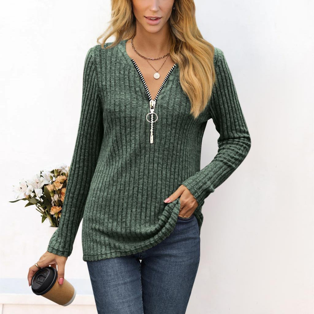 Damen Pullover mit hochwertigem Reißverschluss und feinem Rippdesign Stalluxe